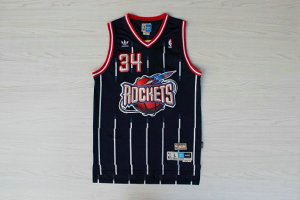 Maillot De Basket Houston Rockets Hakeem Olajuwon 34 Engrener Retro Bleu